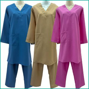 Maid Uniforms Kreb Jumbo Full Sleeves Punjabi يونيفورم كريب - Blue Pink Brown