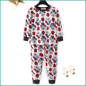 Spiderman Face Boys Full Sleeves Pajama Set -grey
