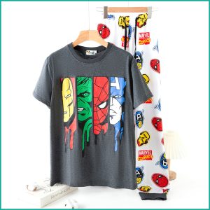 Marvel Comic Men's Half Sleeves Pajama Set - Grey