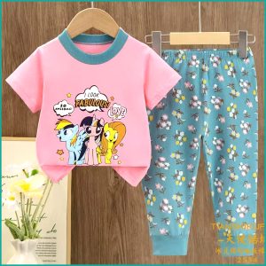 Fabulous Girls Half Sleeves Pajama Set - Pink Blue