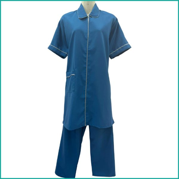 Maid Uniforms Kreb Jumbo Half Sleeves Punjabi يونيفورم كريب - Blue Green Brown - Image 2