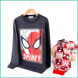 Spidey Men's Full Sleeves Pajama Set - Black Red