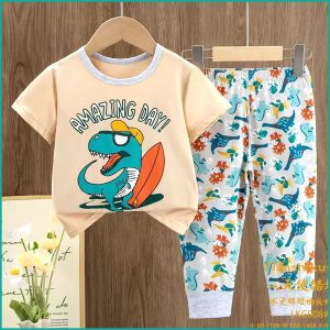 Amazing Day Boys Half Sleeves Pajama Set - Cream