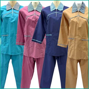 Uniform maids - قصير -TETRON Material (TC Material) - Navy Pink Cream Blue