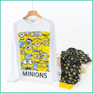 Minions Men's Full Sleeves Pajama Set - White