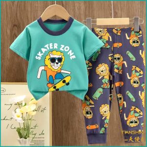 Skater Zone Boys Half Sleeves Pajama Set - Grey Blue