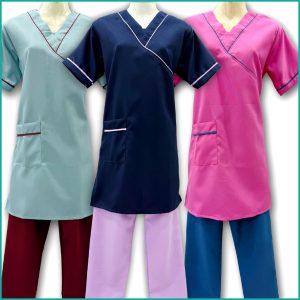 2 Shades Uniforms Kreb Half Sleeves Punjabi يونيفورم كريب - Blue Gray Pink