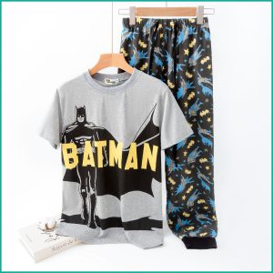 Batman Men's Half Sleeves Pajama Set - Grey