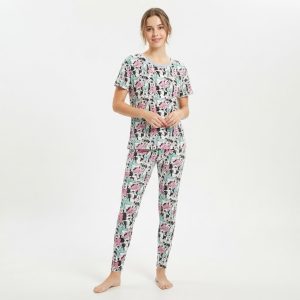 Smile Minnie Ladies Pajama Set - White