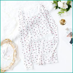 Rose Ladies Crop Full Sleeves T-Shirt with Shorts - White