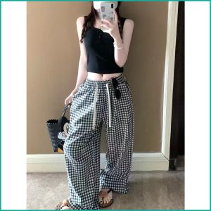 Checks Ladies Pajama Set - Black