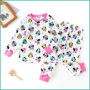 Minnie Stars Girls Full Sleeves Pajama Set - White