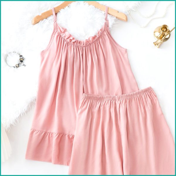 Plain Ladies Shorts Set - Pink - Image 2