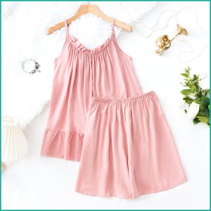 Plain Ladies Shorts Set - Pink