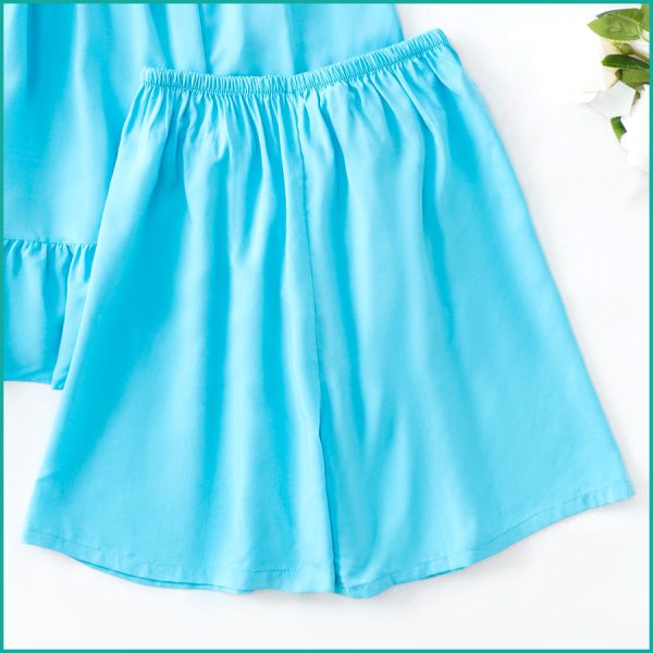 Plain Ladies Shorts Set - Blue - Image 3