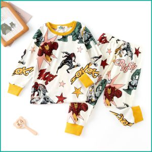 Hero Stars Boys Full Sleeves Pajama Set - White