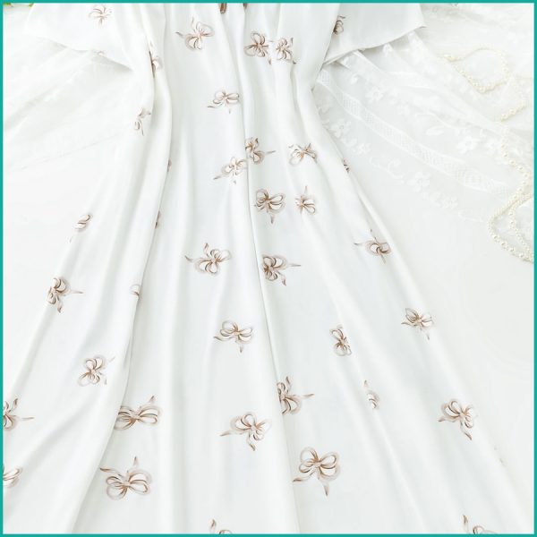 Ladies Cotton Charming Floral Print Nightgown - White - Image 2