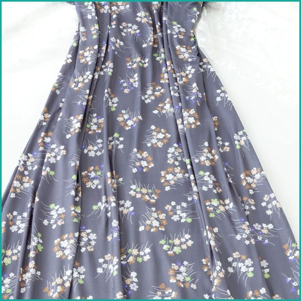 Ladies Cotton Charming Floral Print Nightgown - Grey - Image 2