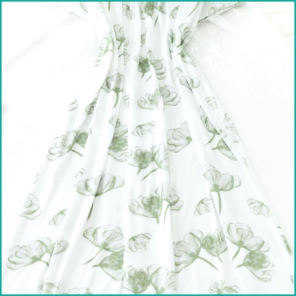 Ladies Cotton Charming Floral Print Nightgown - Green White - Image 2