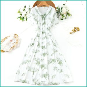 Ladies Cotton Charming Floral Print Nightgown - Green White