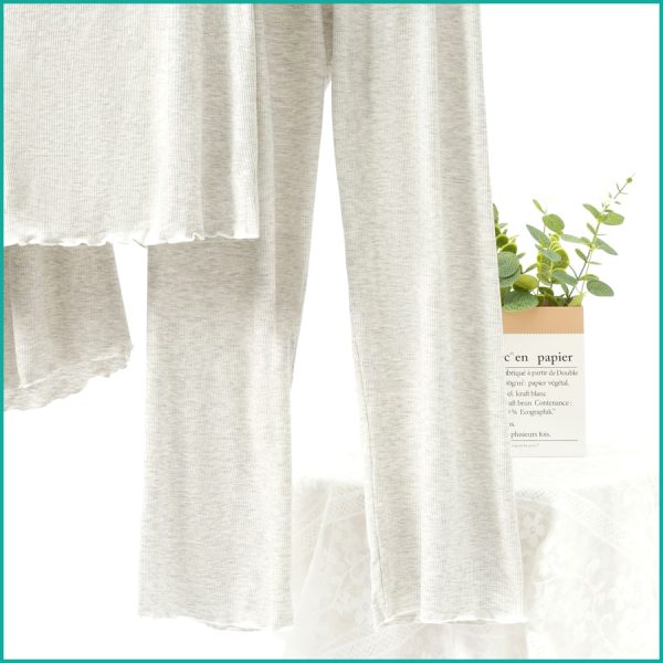 Ladies 3 Pcs Set Loungewear Pajama Set - Light Grey - Image 4