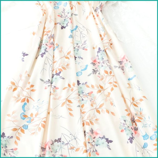 Ladies Cotton Nightgown with Lace Neckline - Cream - Image 2