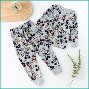 Play Mickey Boys Full Sleeves Pajama Set - Grey