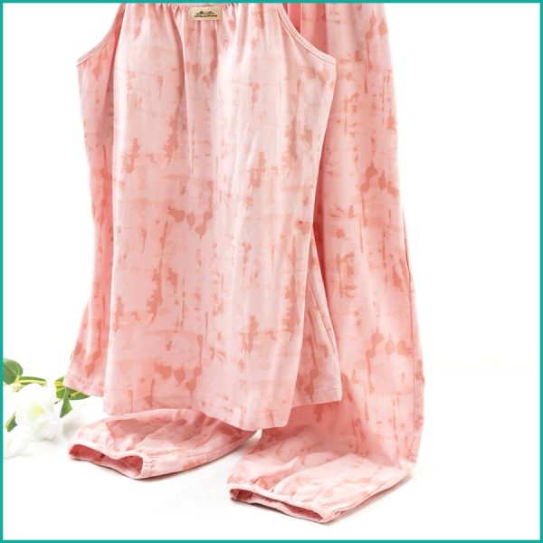 Tie-Dye lounge Set built-in Padded Camisole and Flowy Wide-Leg Pant - Pink - Image 3