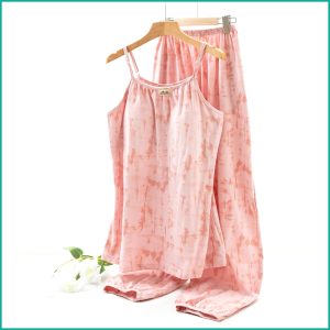 Tie-Dye lounge Set built-in Padded Camisole and Flowy Wide-Leg Pant - Pink