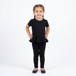 Plain Girls Leggings Set GL-01 - Black