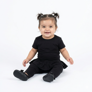 Plain Infant Girls Legging Set - Black
