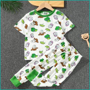 Toy Story Boys Half Sleeves Pajama Set - White Green