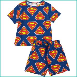 Superman Logo Boys Shorts Set - Navy
