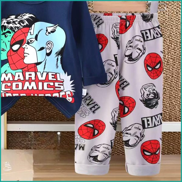 Marvel Comic Boys Full Sleeves Pajama Set - Blue - Image 3