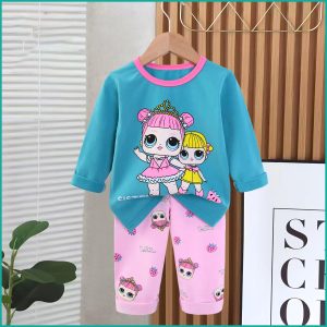 LOL Sister Girls Full Sleeves Pajama Set - Blue Pink