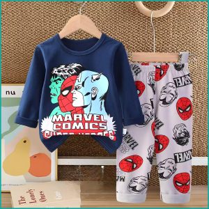 Marvel Comic Boys Full Sleeves Pajama Set - Blue