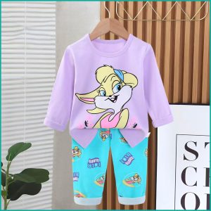 Lola Bunny Girls Full Sleeves Pajama Set - Purple Blue