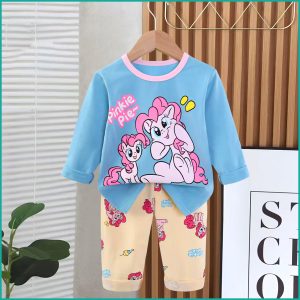 Pinkie Pie Girls Full Sleeves Pajama Set -  Blue