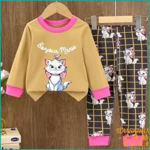 Bonjour Marie Girls Full Sleeves Pajama Set -   Brown