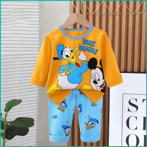 Duck Donald Boys Full Sleeves Pajama Set - Yellow