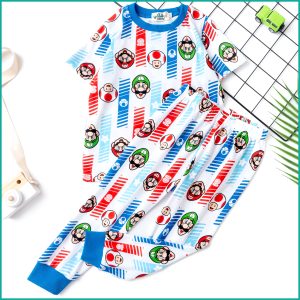 Mario Race Boys Half Sleeves Pajama Set - White