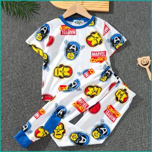 Marvel Comic Boys Half Sleeves Pajama Set - White