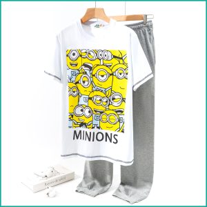Minions Men's Half Sleeves Pajama Set - White