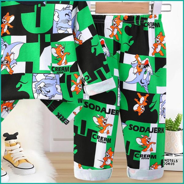Tom Jerry Cream Boys Full Sleeves Pajama Set - Black - Image 3