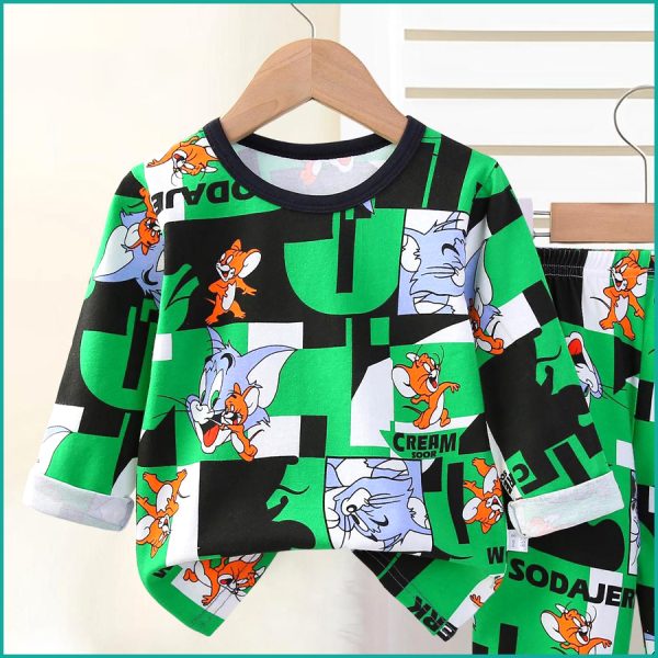 Tom Jerry Cream Boys Full Sleeves Pajama Set - Black - Image 2