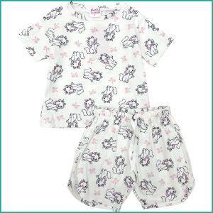 Kitty Bow Girls Shorts Set - White