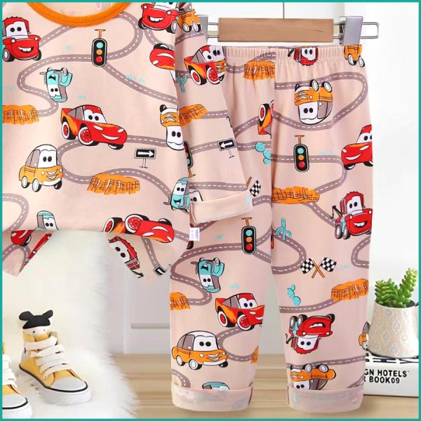 Cars Road Boys Full Sleeves Pajama Set - Brown - Image 3