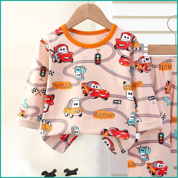Cars Road Boys Full Sleeves Pajama Set - Brown - Image 2