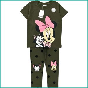 Minnie Kitty Girls Leggings Set - Green