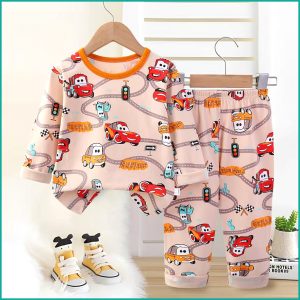 Cars Road Boys Full Sleeves Pajama Set - Brown